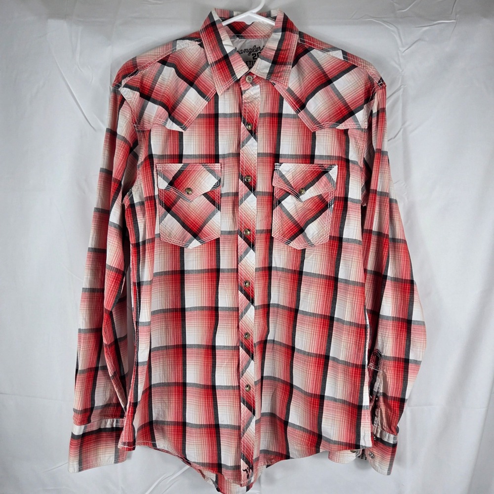 Wrangler 20X Competition Mens Red Plaid Western Pearl Snap Shirt MJC326M Medium - Picture 2 of 12